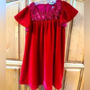 NWT Red sequins crushed velvet H&M dress Sz7-8Y
